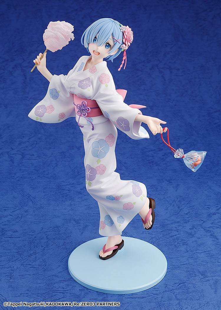 Figurine Rem Yukata Ver. (Good Smile Company / Phat! Company) — Re:ZERO, scale 1/7, en kimono d'été avec barbe à papa et poisson rouge en sachet